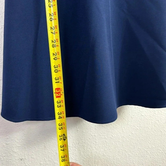 Zara Navy Blue Fit & Flare Mini Dress w/ a cutout bow back design size small - Picture 4 of 11